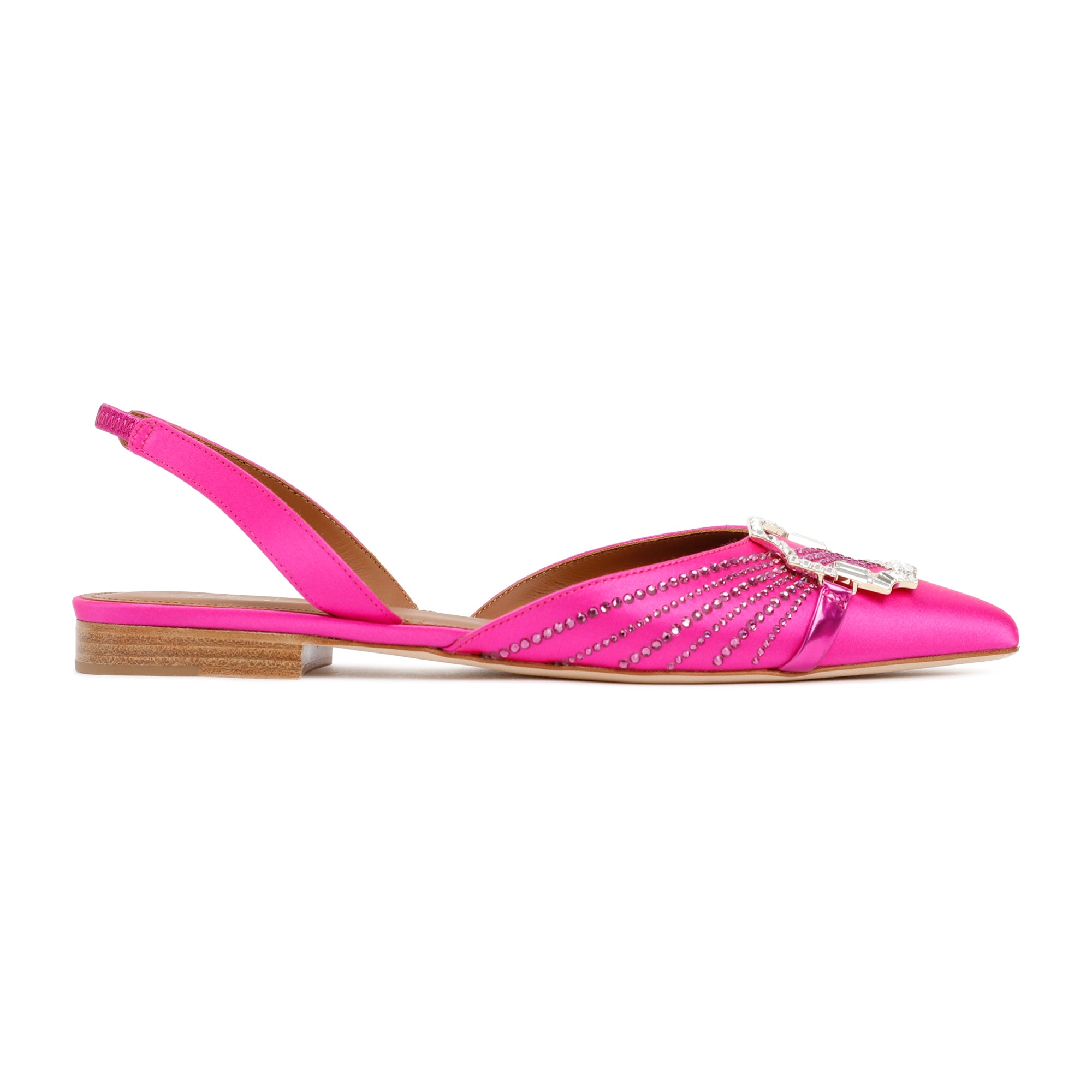 MALONE SOULIERS Misha Mini Satin Flats with Strass Detailing