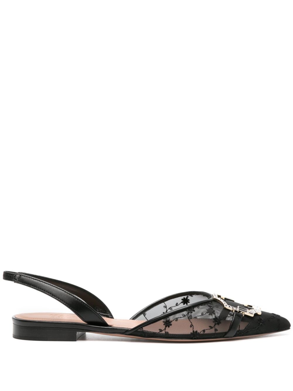 MALONE SOULIERS Embellished Mesh Slingback Ballet Flats