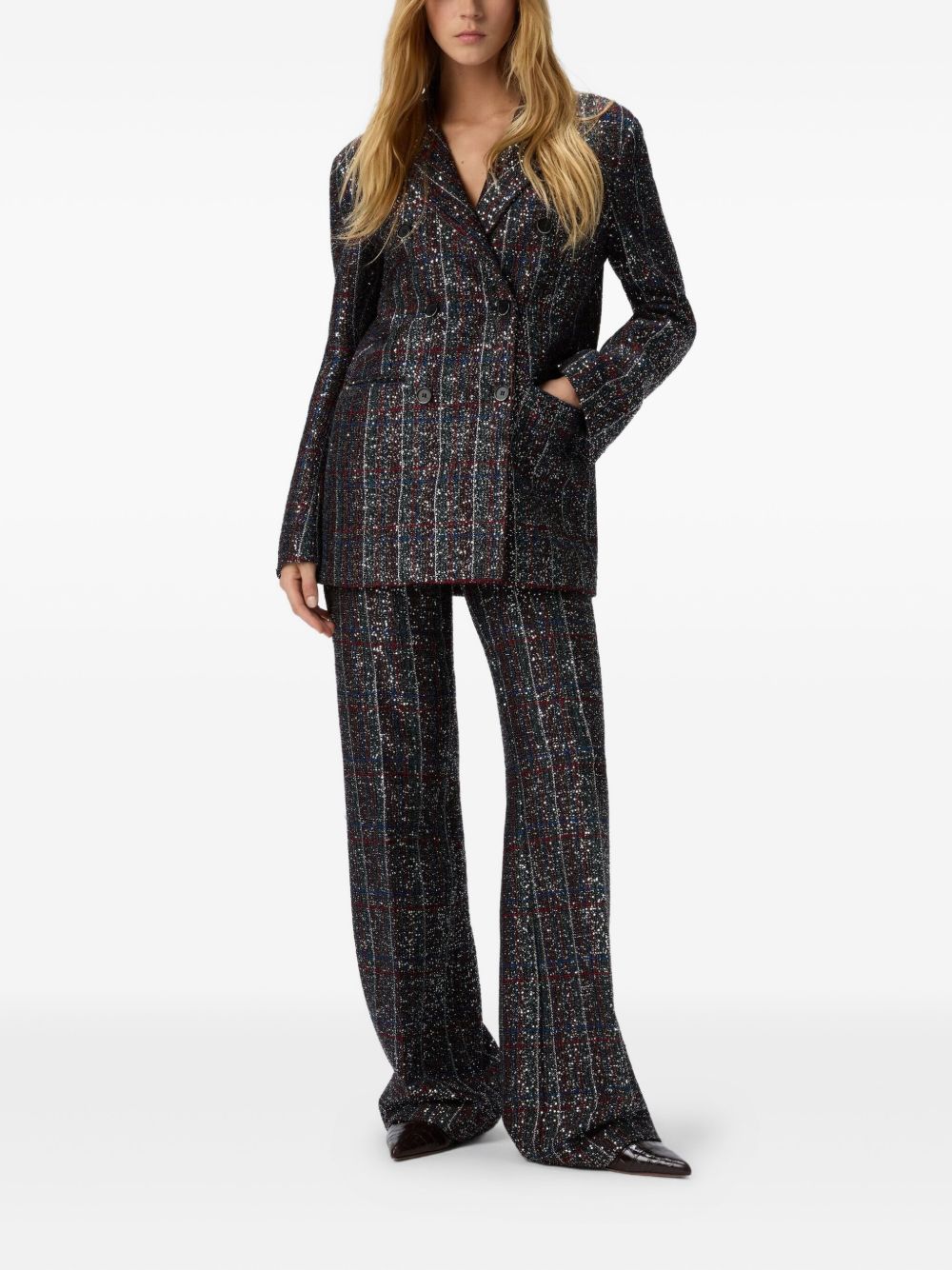 MISSONI Double-Breasted Blazer with Checkered Design - Women's - FW25