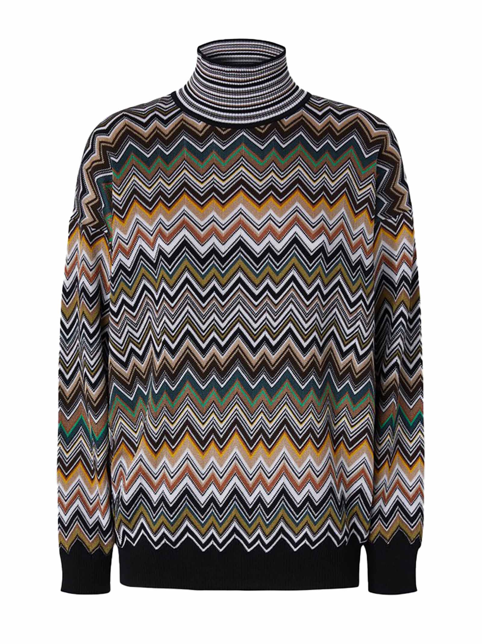 MISSONI Chevron Pattern Turtleneck Sweater for Women - FW25