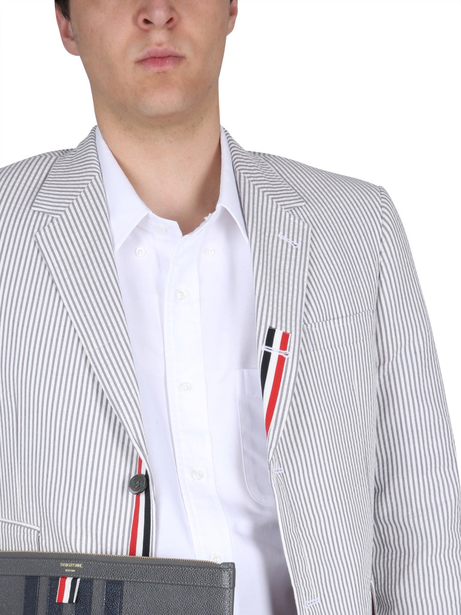 THOM BROWNE Classic Striped Jacket with Notched Lapels