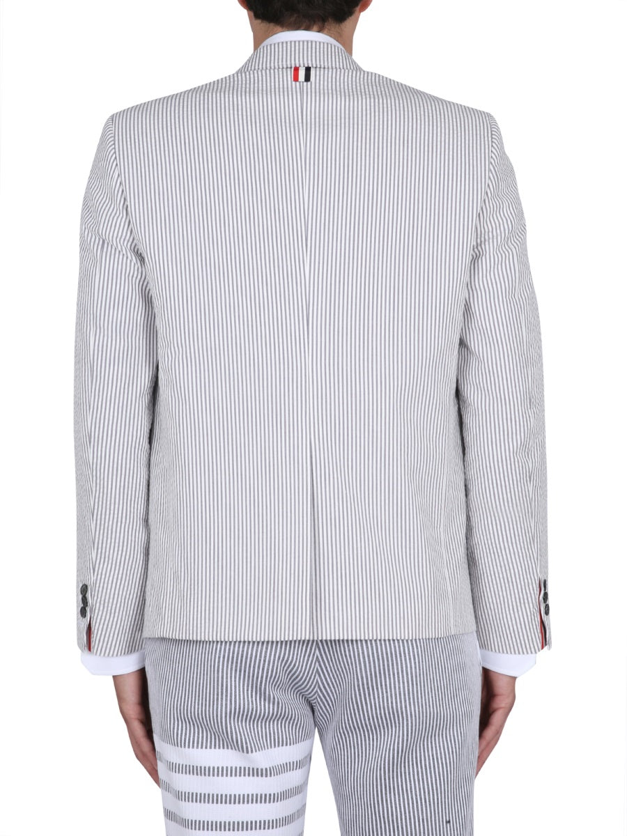 THOM BROWNE Classic Striped Jacket with Notched Lapels