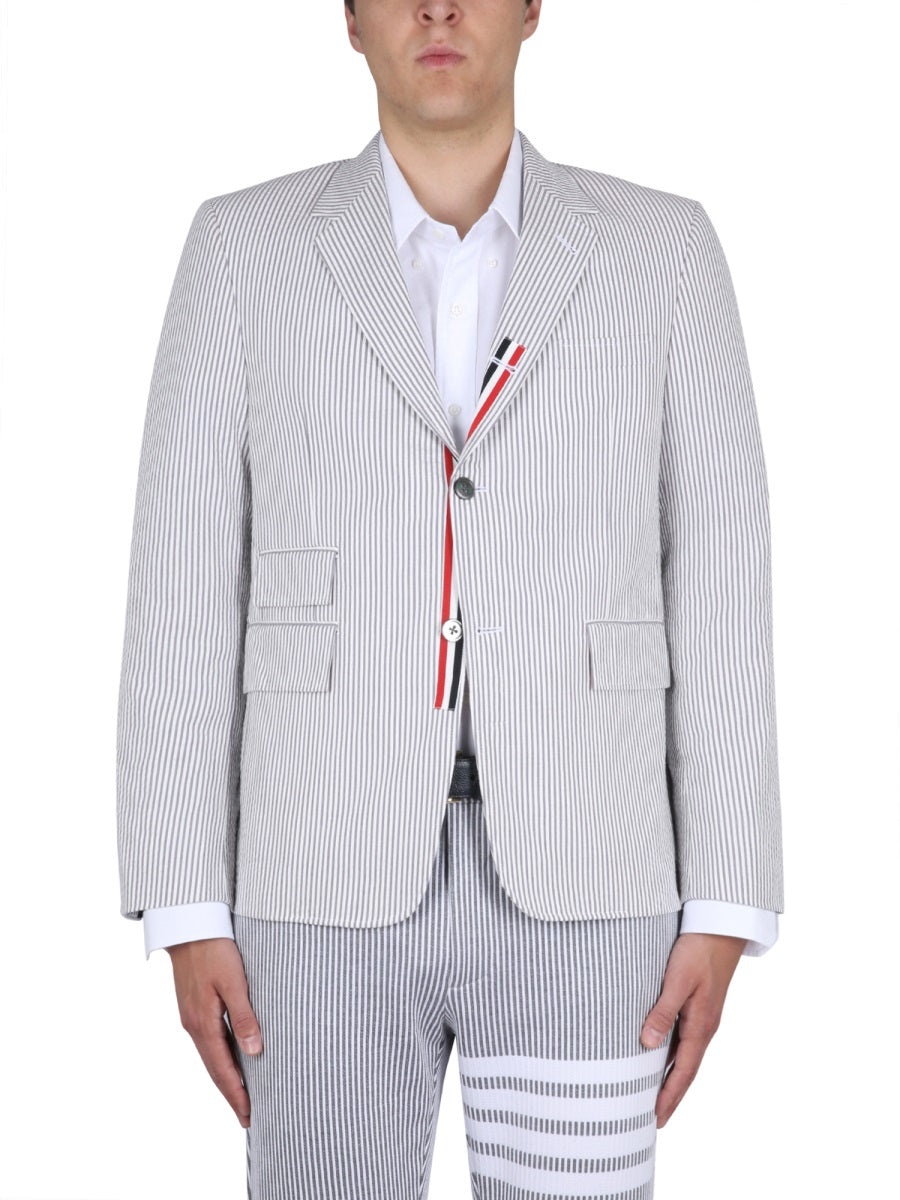 THOM BROWNE Classic Striped Jacket with Notched Lapels