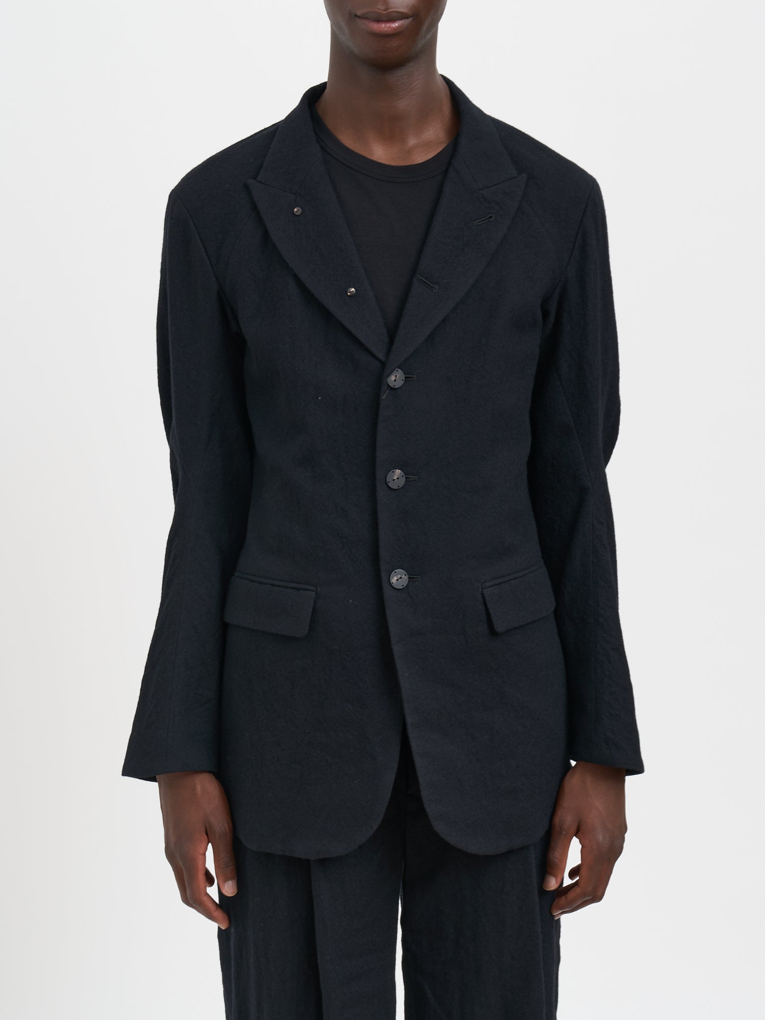 DEVOA Men's Single-Breasted Wool Blazer