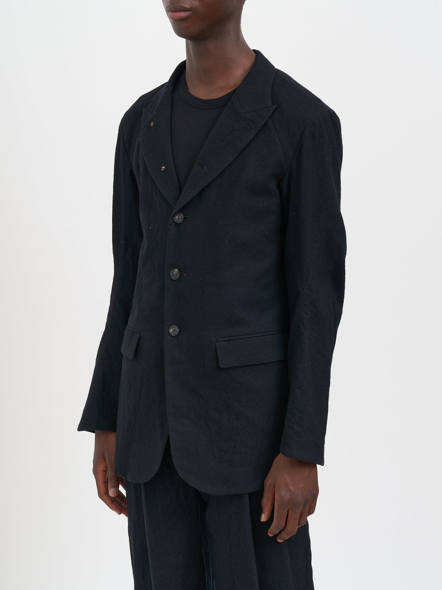 DEVOA Men's Single-Breasted Wool Blazer