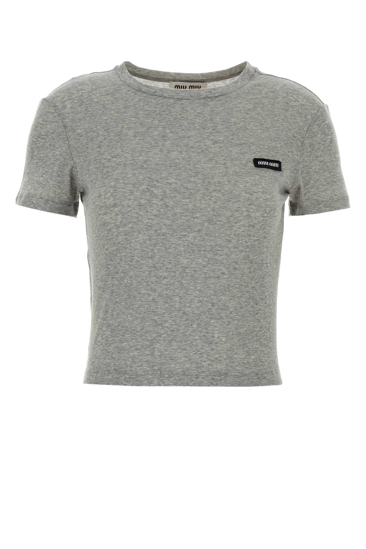 MIU MIU Slim Fit Cotton T-Shirt with Logo