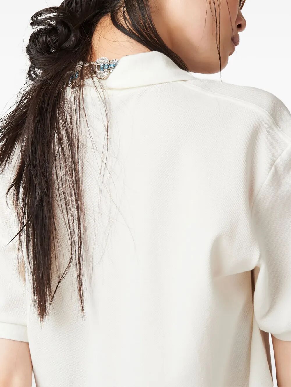 MIU MIU Boxy Fit Cotton Piqué Polo Shirt