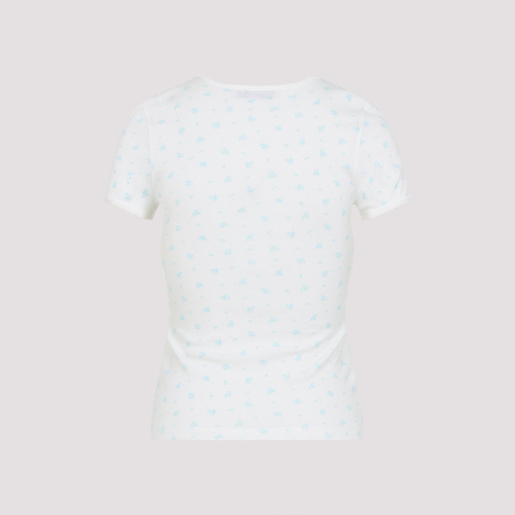MIU MIU Floral Print Slim Fit Cotton T-Shirt