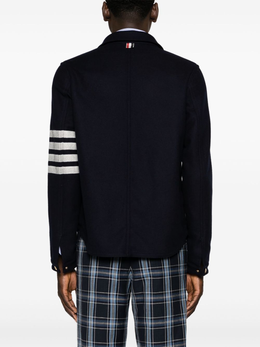 THOM BROWNE Wool-Cashmere Blend Jacket with Signature Stripes