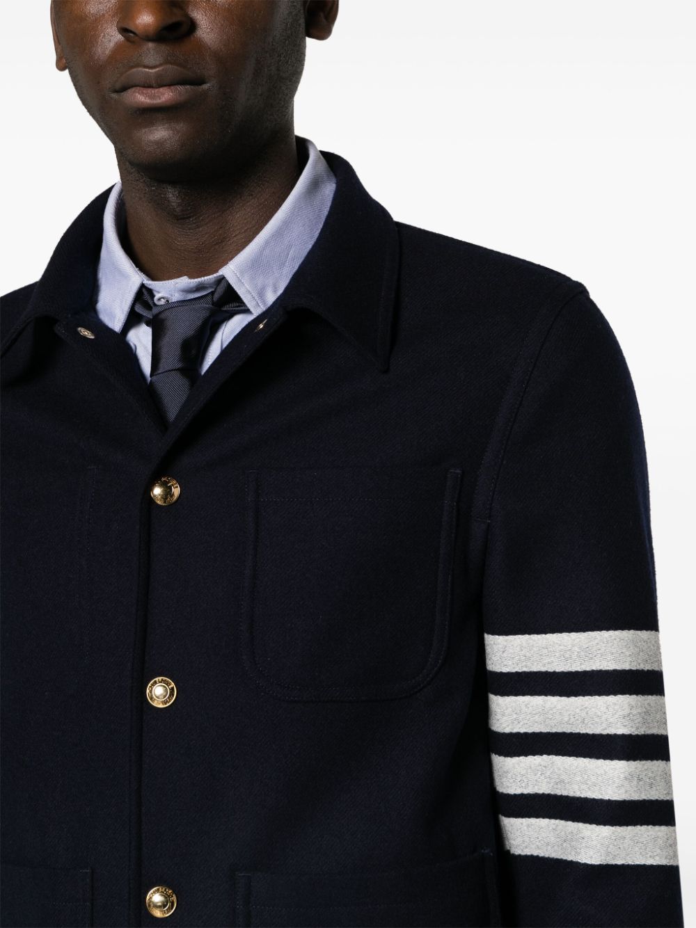 THOM BROWNE Wool-Cashmere Blend Jacket with Signature Stripes