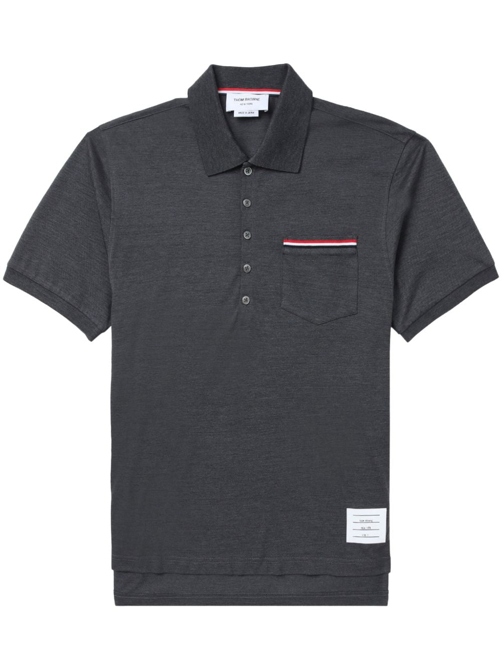 THOM BROWNE Cotton Polo Shirt with RWB Stripe Logo - Men's