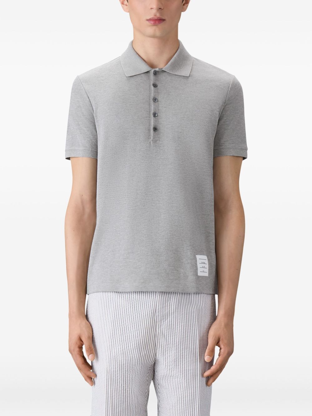 THOM BROWNE Men's Cotton Polo Shirt with Panelled Design