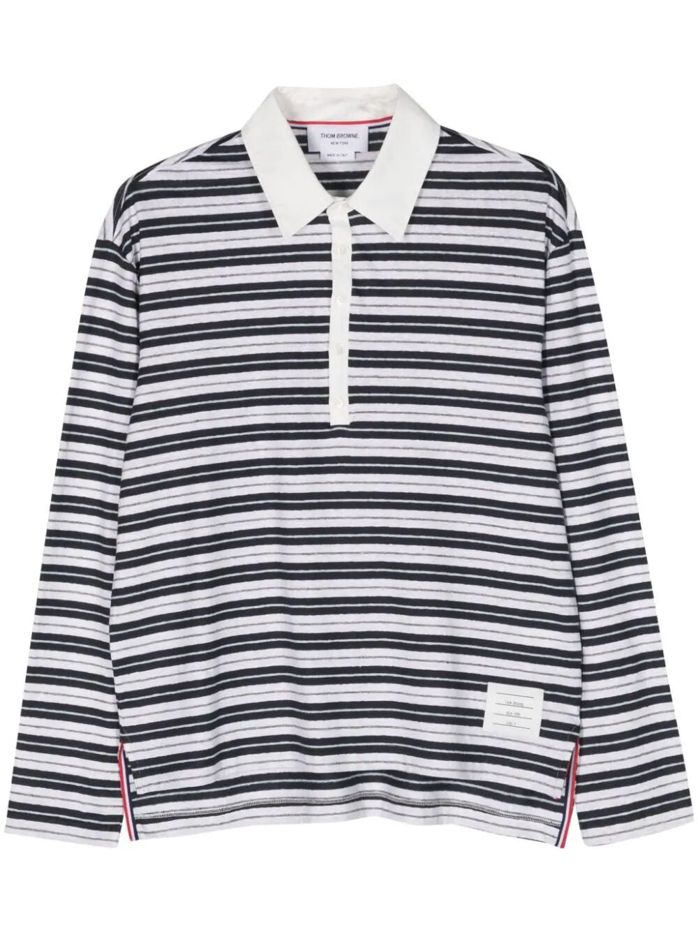 THOM BROWNE Logo Patch Long Sleeve Polo - Mini Fit