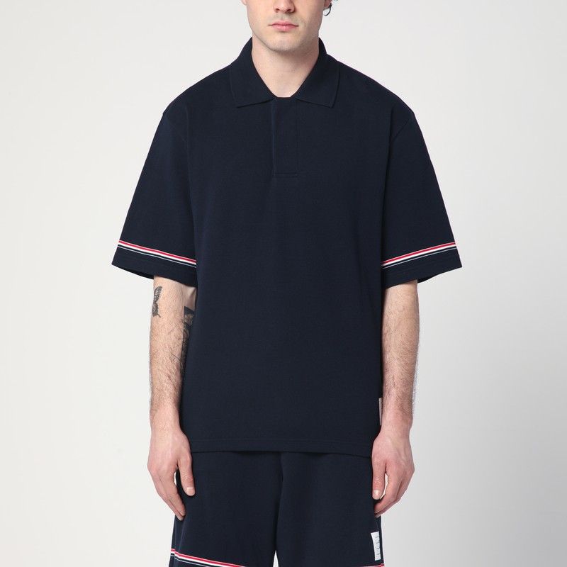 THOM BROWNE Classic Tricolour Detail Polo Shirt for Men