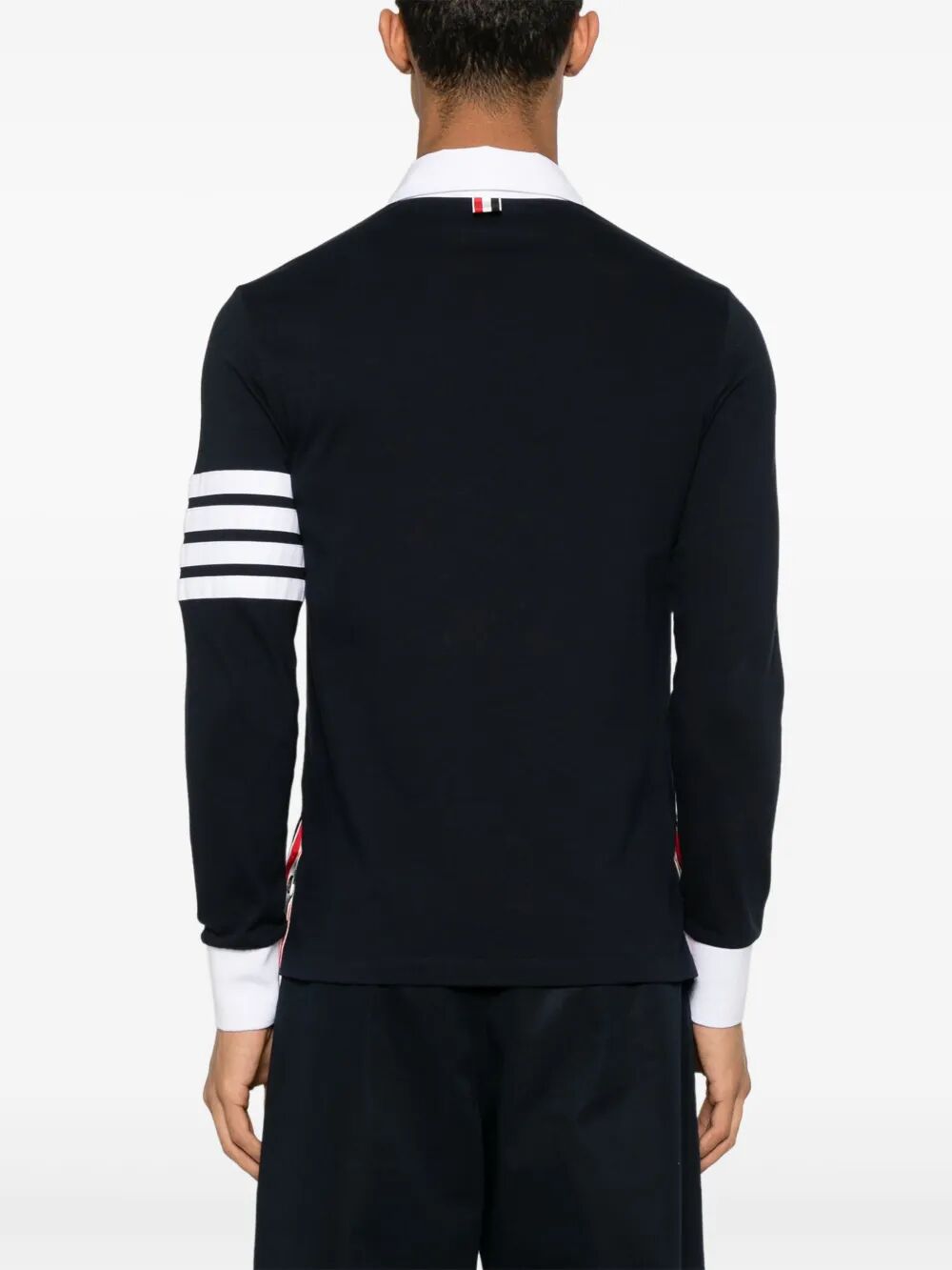 THOM BROWNE Classic Fit Long Sleeve Rugby T-Shirt with 4 Bar