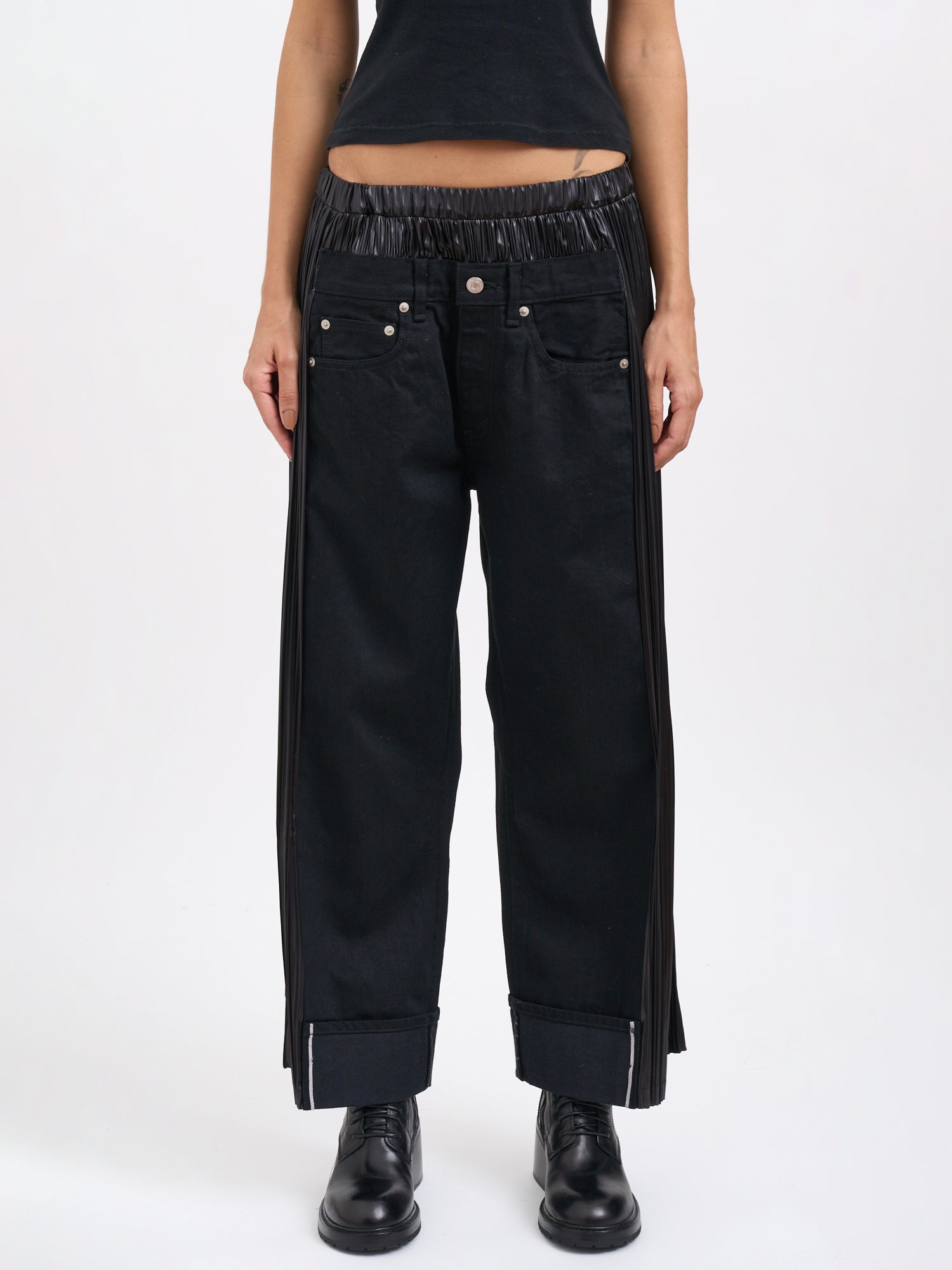 JUNYA WATANABE Pleated High-Waisted Denim Pants - Size S
