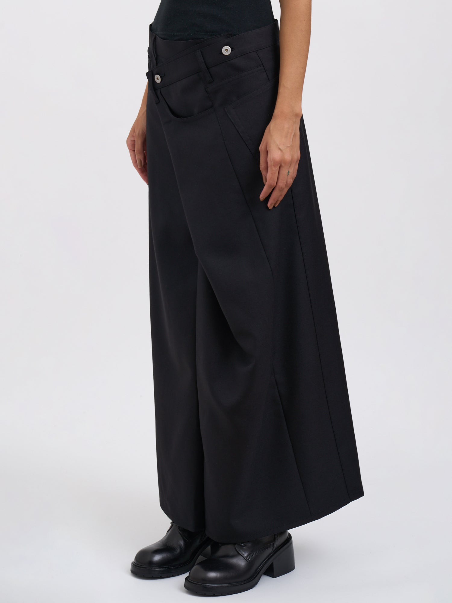 JUNYA WATANABE Asymmetrical Wool Midi Skirt with Belt Loops - Size Medium