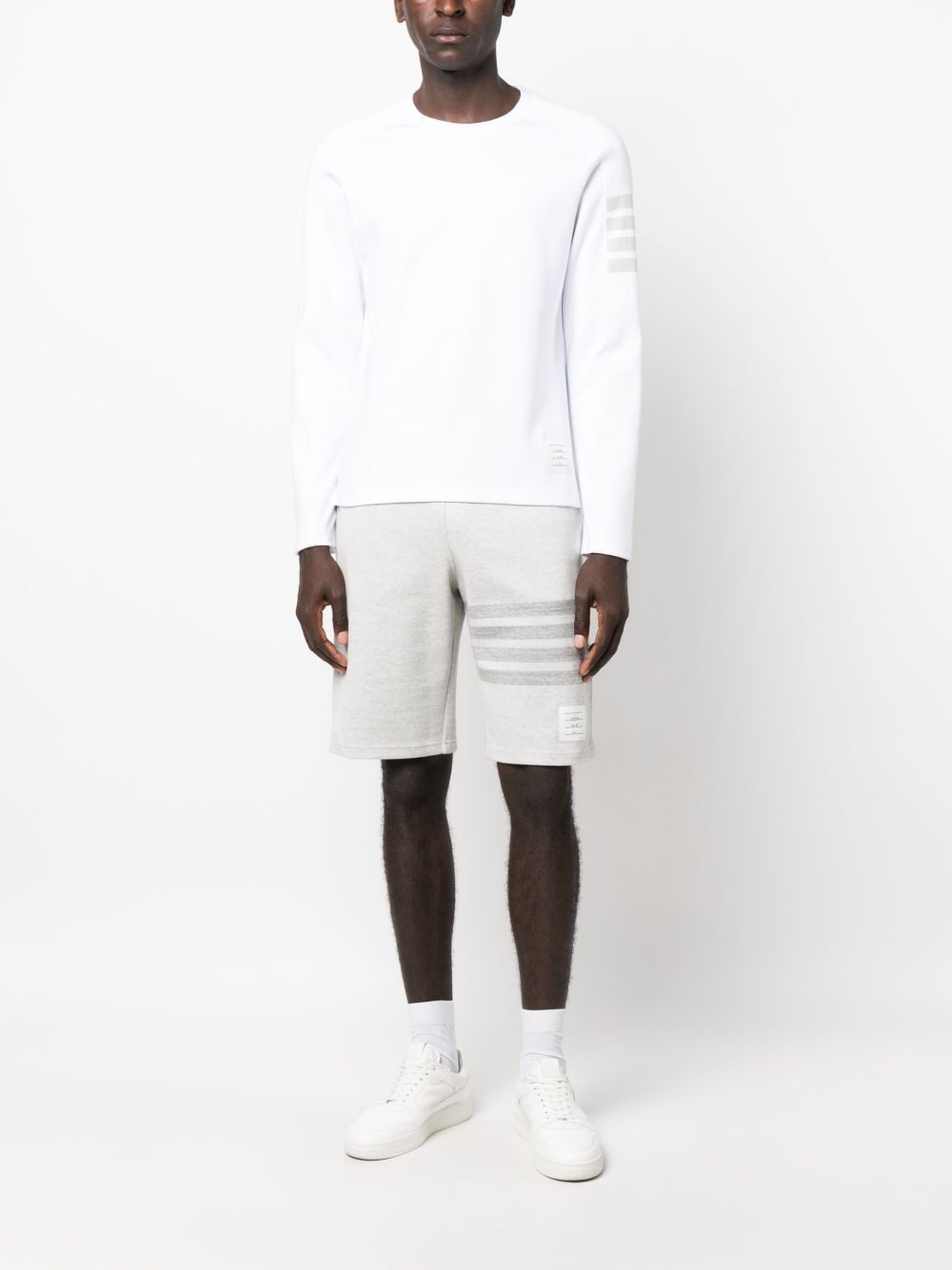 THOM BROWNE Cotton T-Shirt with Signature 4-Bar Stripe