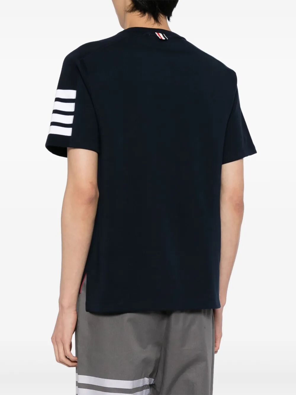 THOM BROWNE Short Sleeve Tee with 4 Bar Stripe - SS26 Collection