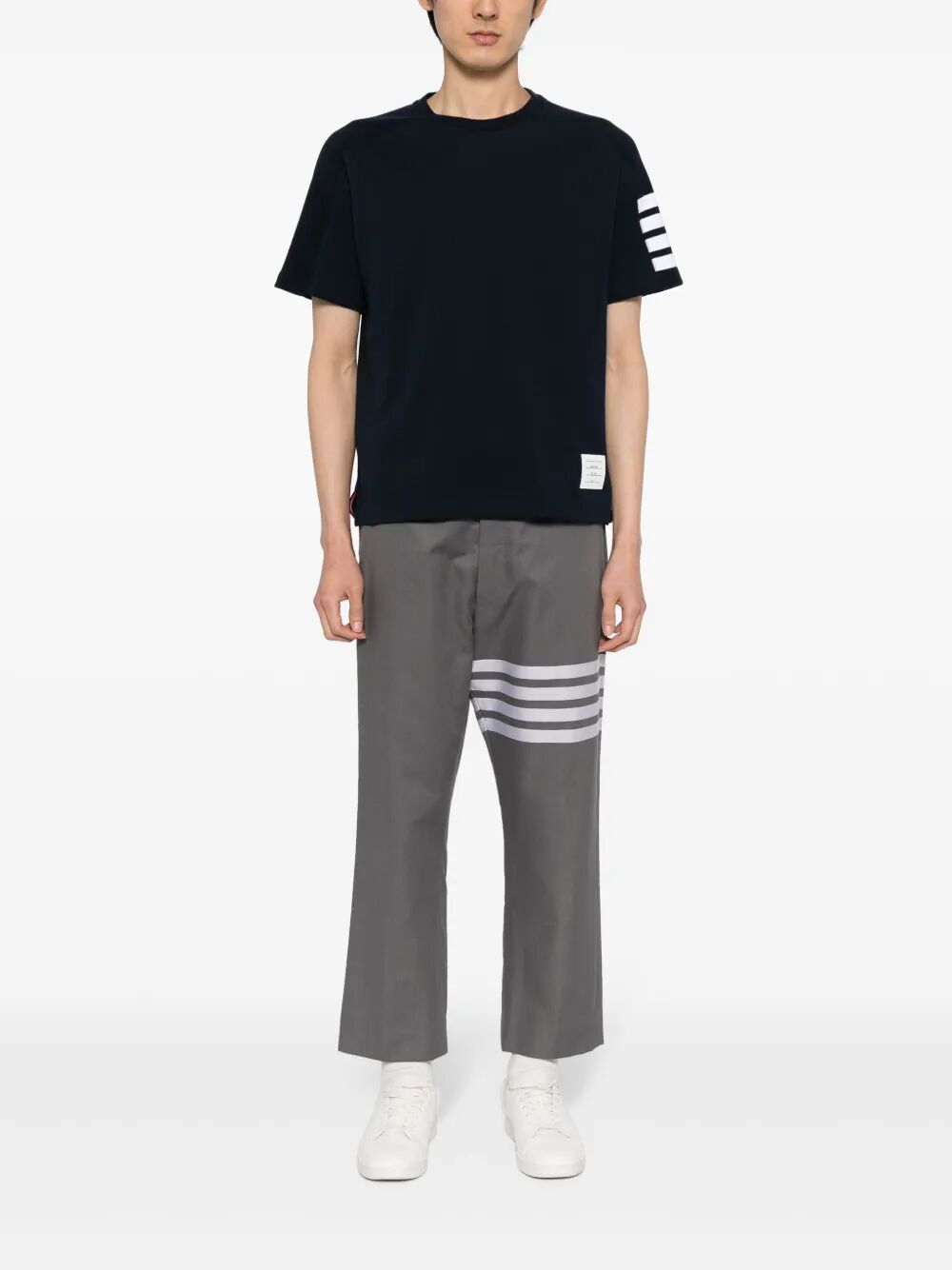 THOM BROWNE Short Sleeve Tee with 4 Bar Stripe - SS26 Collection