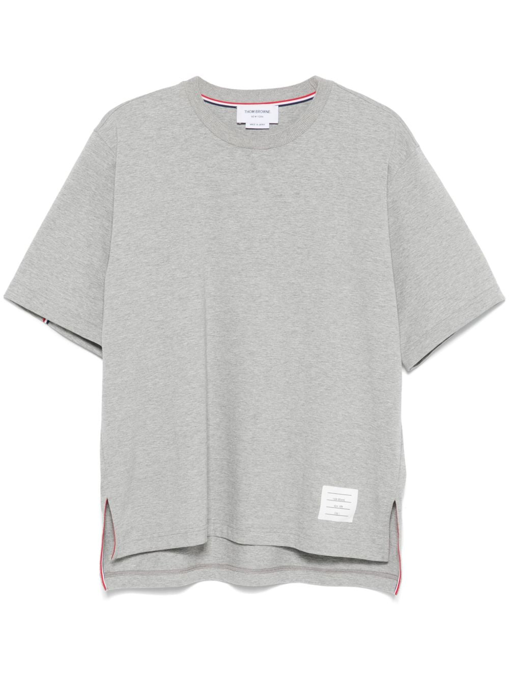 THOM BROWNE Oversized Cotton T-Shirt with Logo Patch for Men
