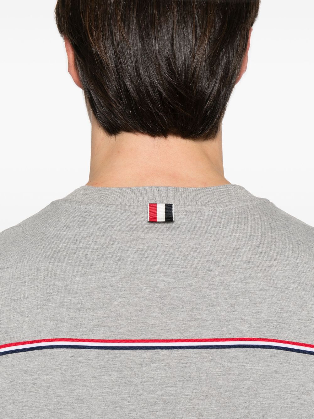THOM BROWNE Oversized Cotton T-Shirt with Logo Patch for Men