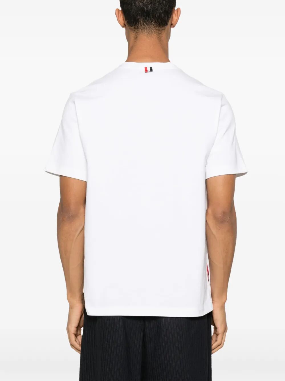 THOM BROWNE Oversized Short Sleeve Tee with Embroidered Pocket Trim