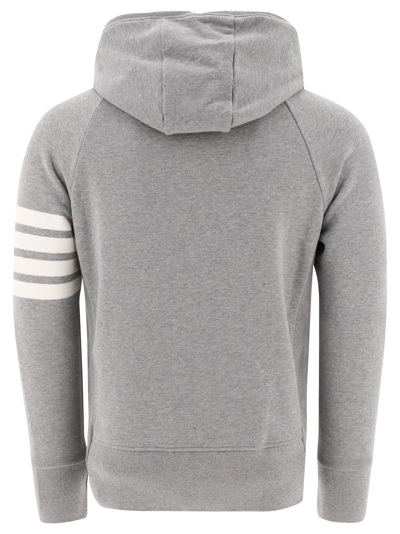 THOM BROWNE Classic Full Zip Hoodie with Engineered 4 Bar Design - Men’s