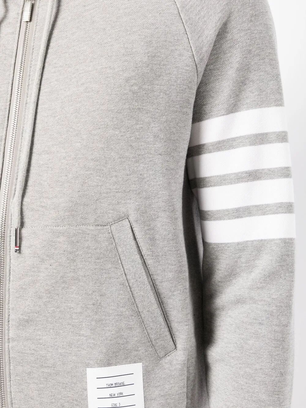 THOM BROWNE Classic Full Zip Hoodie with Engineered 4 Bar
