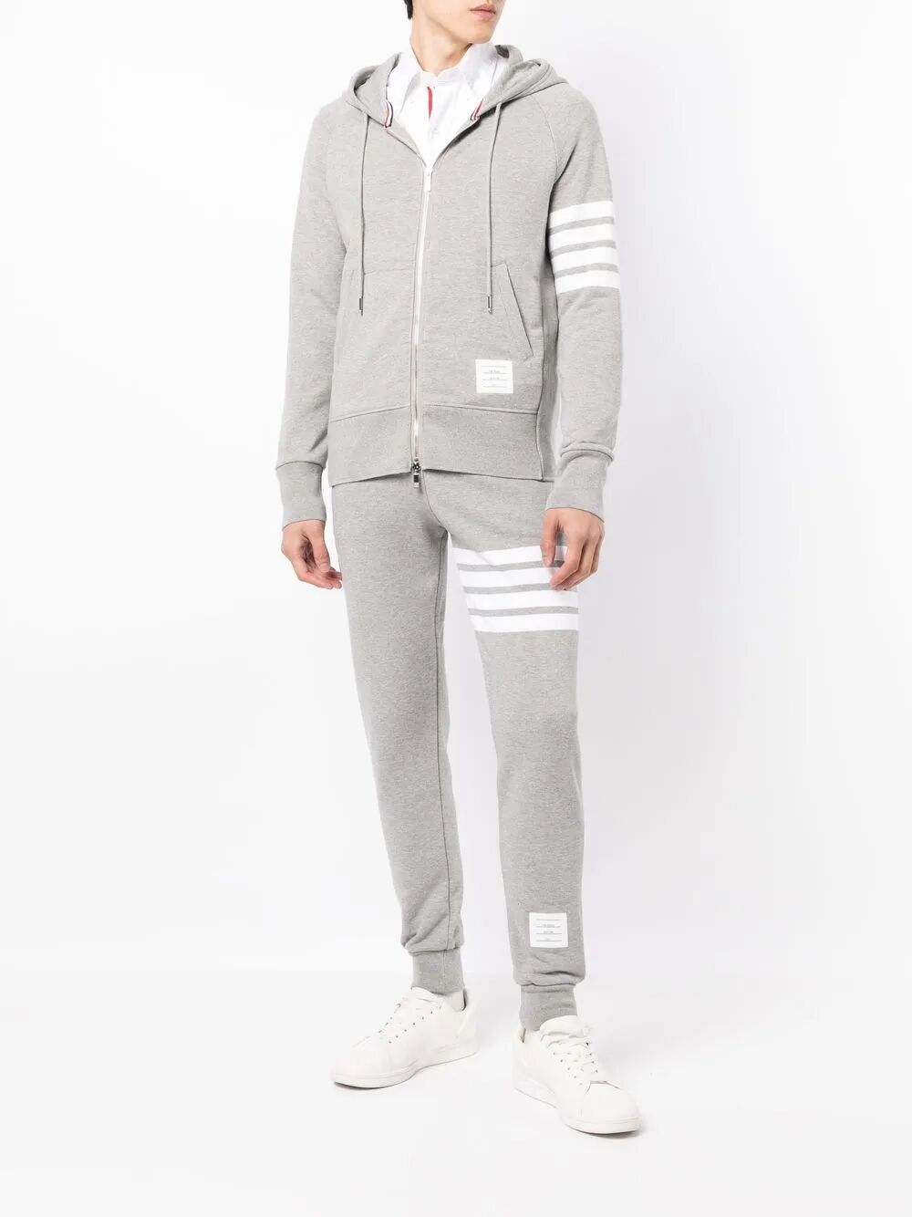 THOM BROWNE Classic Full Zip Hoodie with Engineered 4 Bar