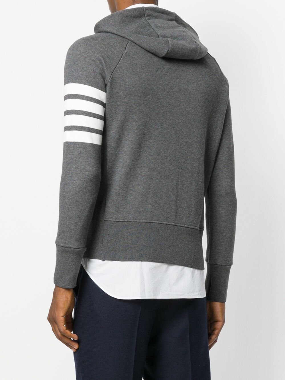 THOM BROWNE Logo Patch Stripe Detail Hoodie - Men's