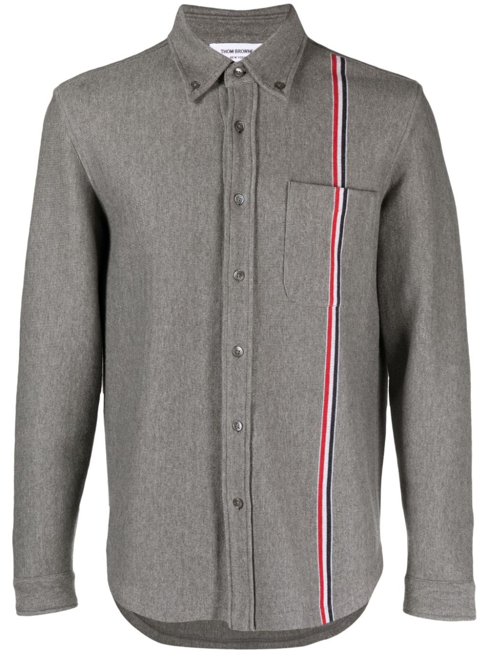 THOM BROWNE Double Face Knit Shirt Jacket with RWB Stripe for Men