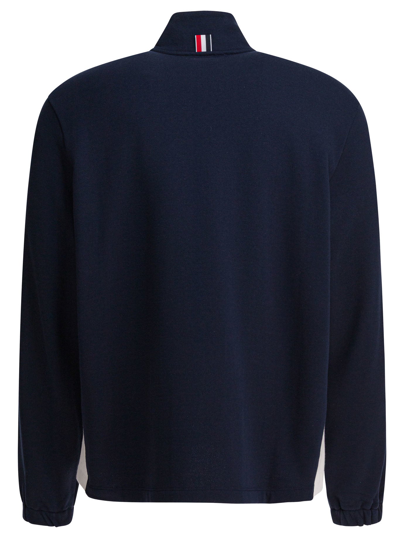 THOM BROWNE Funnel Neck Half Zip Pullover - Classic Loopback Jersey