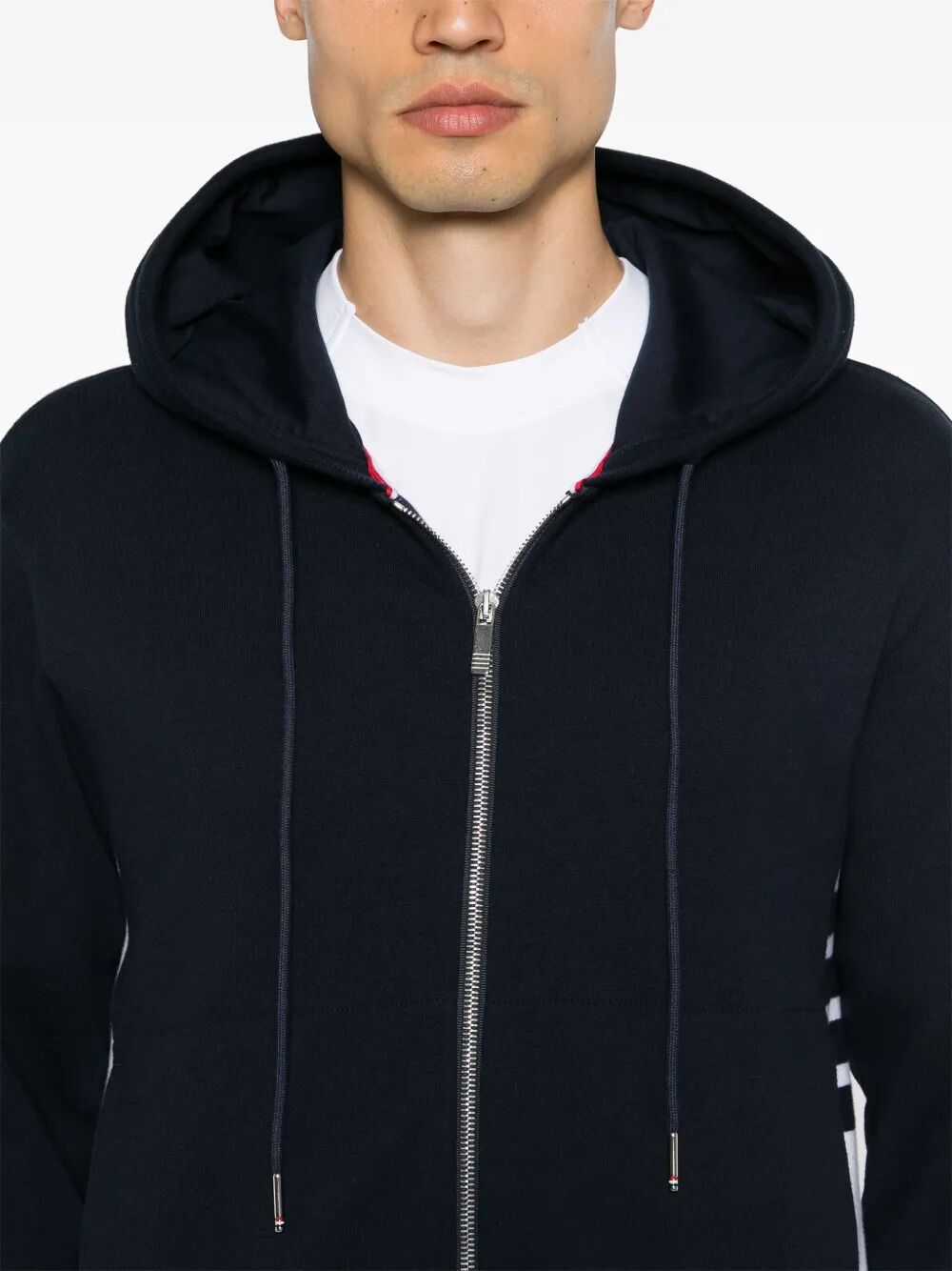 THOM BROWNE Engineered 4 Bar Classic Loopback Zip Up Hoodie