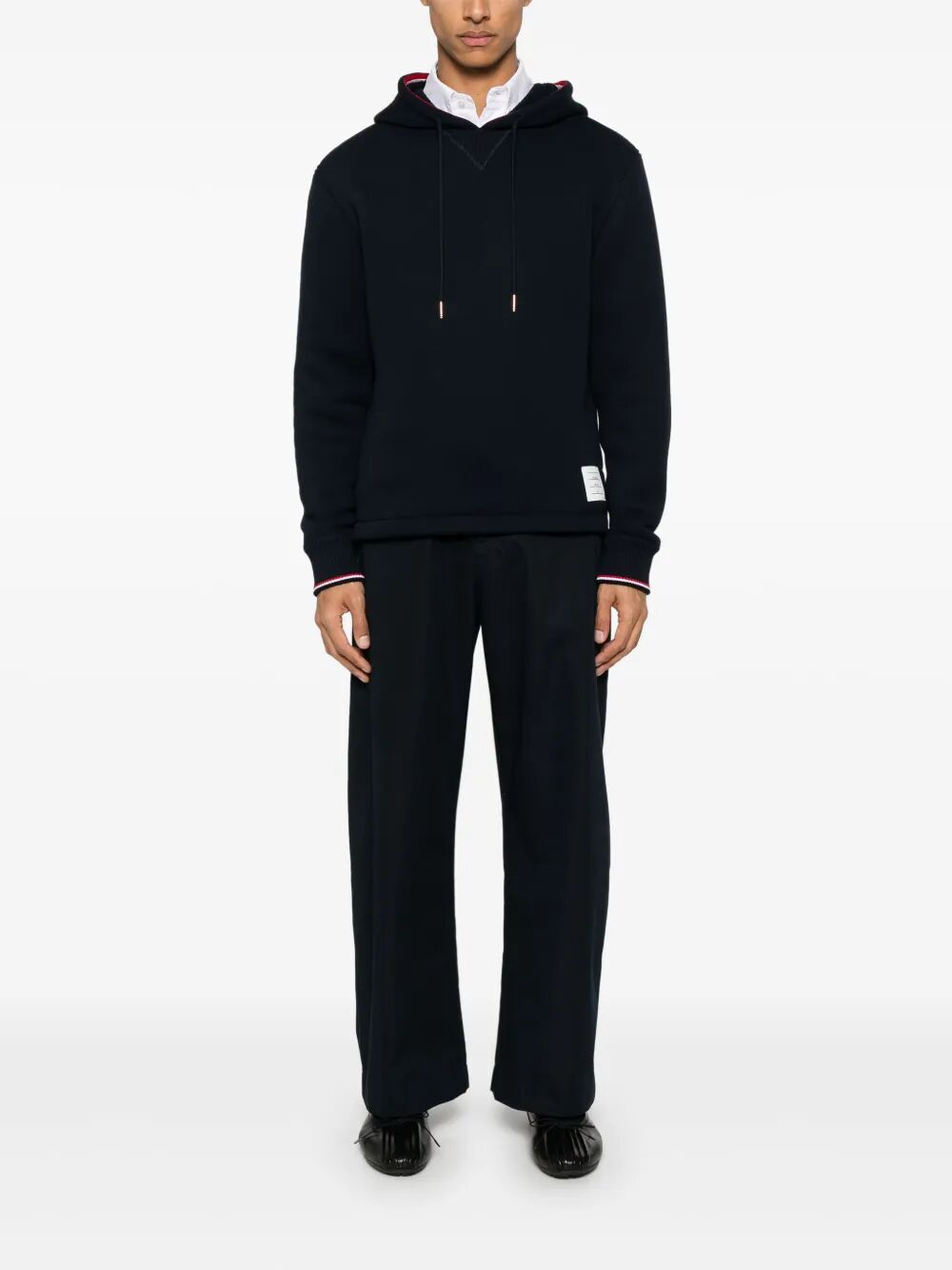 THOM BROWNE Oversized Hoodie Pullover with RWB Tipping Stripe