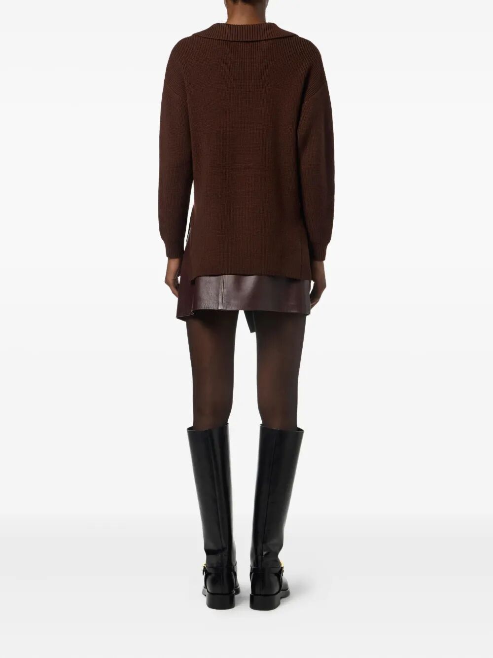 ELISABETTA FRANCHI Polo Collar Sweater with Buckle Detail