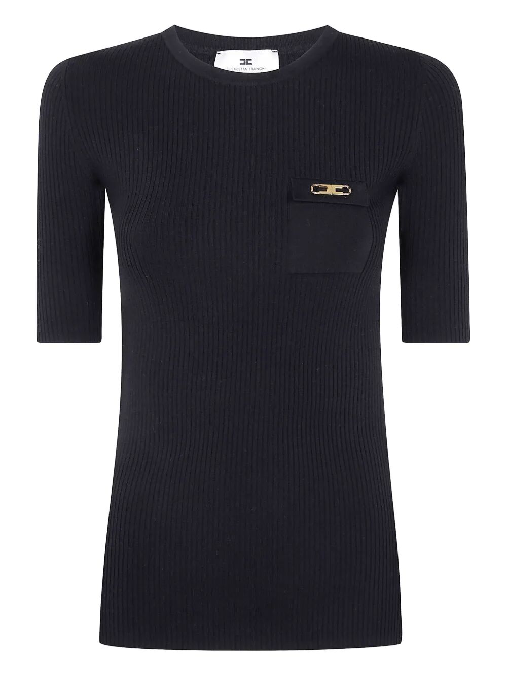 ELISABETTA FRANCHI Slim Fit Ribbed Jumper with Satin Pocket - Women's