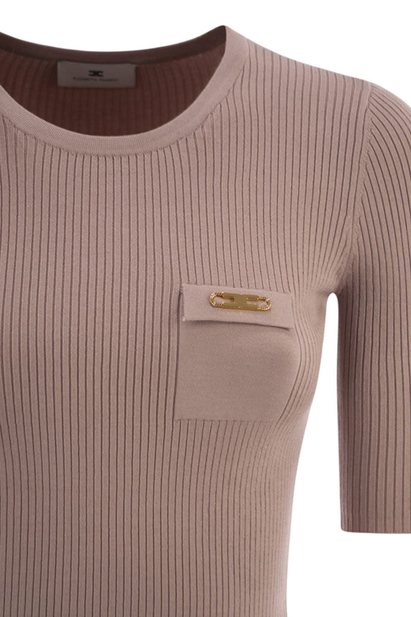 ELISABETTA FRANCHI Ribbed Jumper with Pocket
