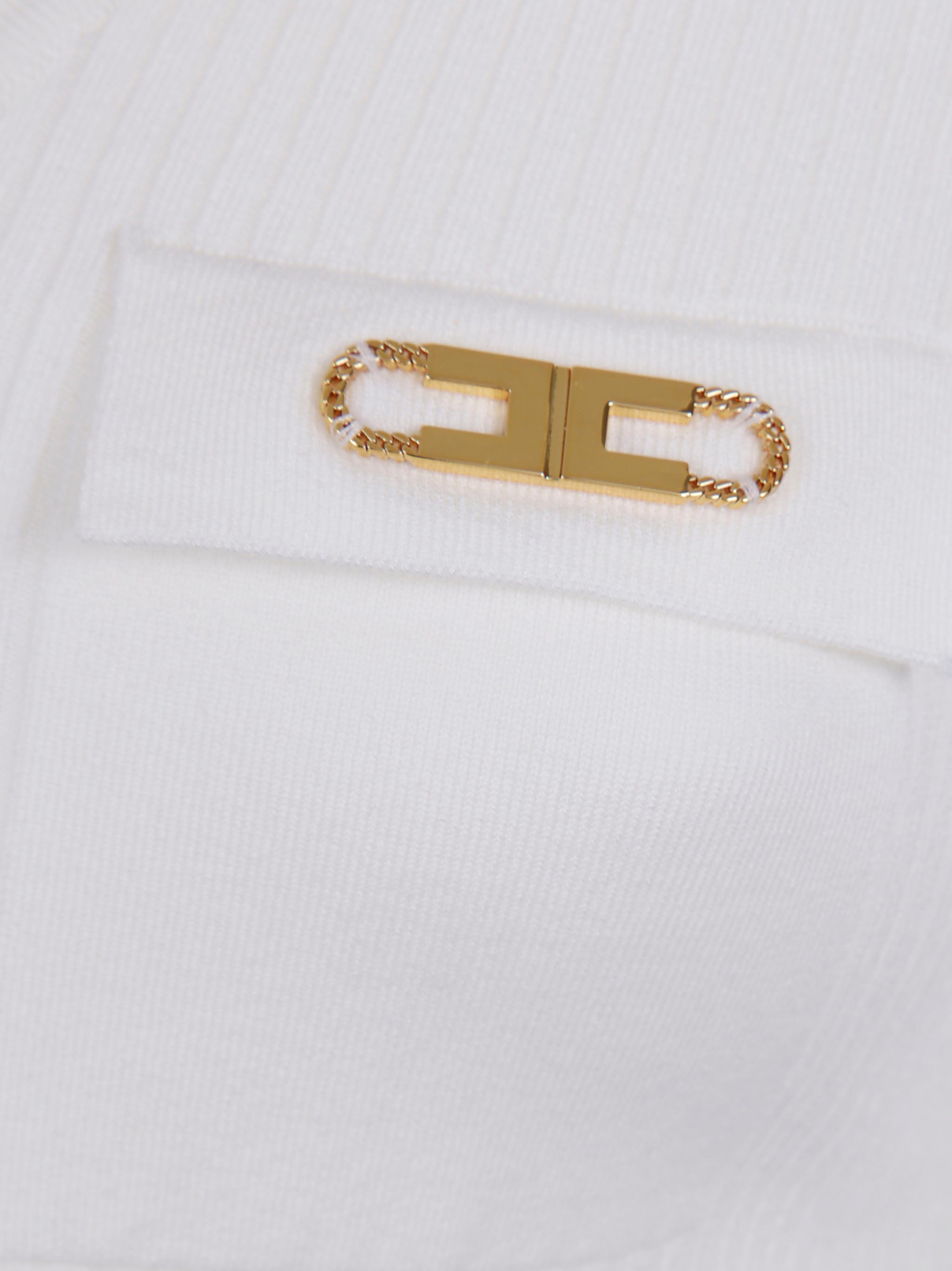 ELISABETTA FRANCHI Ribbed Top with Button Details