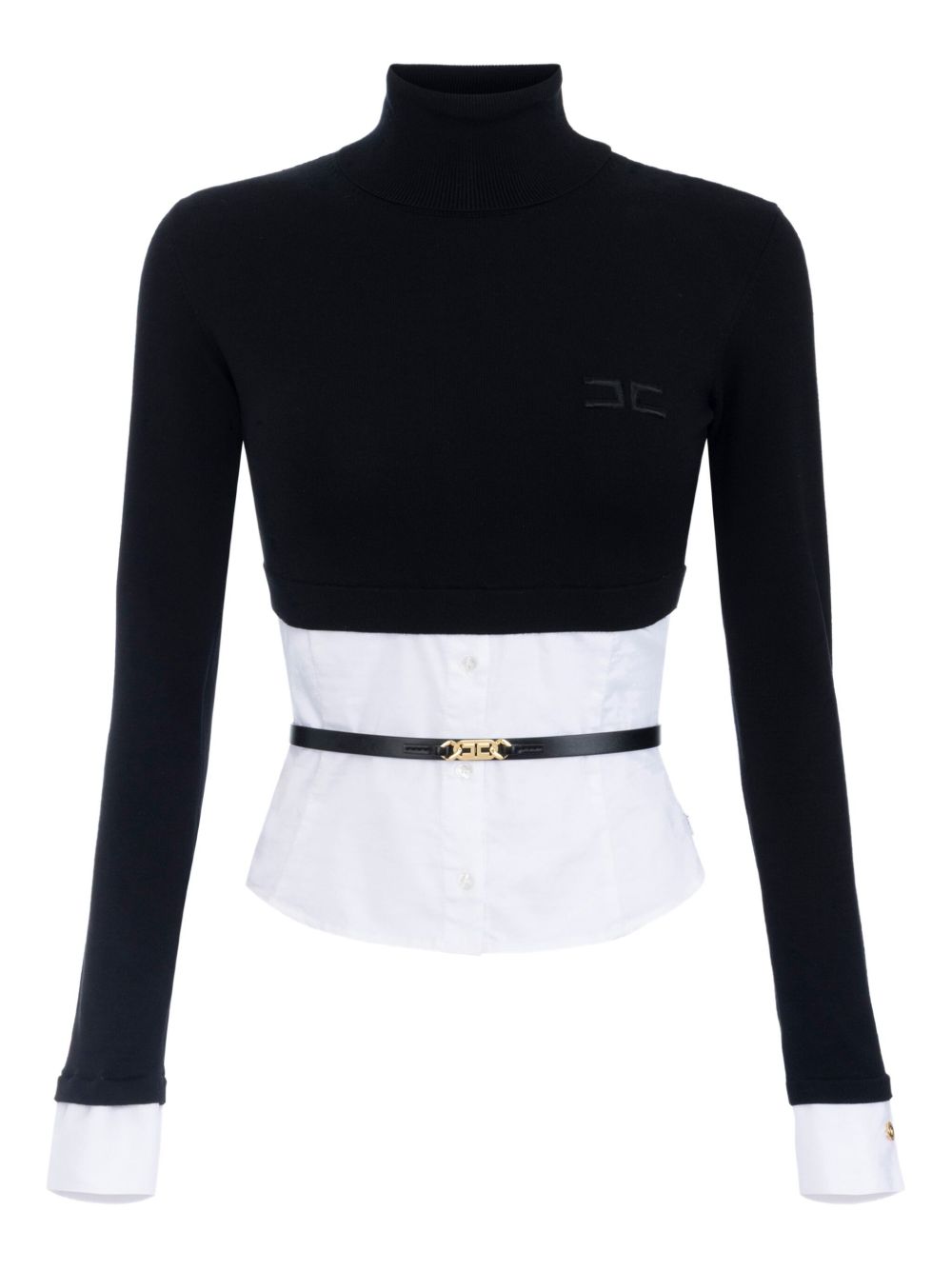 ELISABETTA FRANCHI High-Neck Poplin-Insert Top