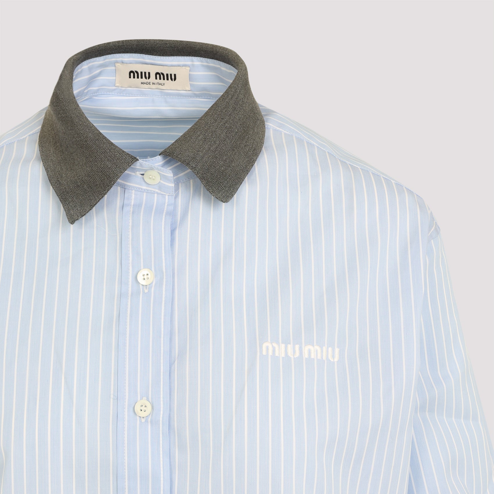 MIU MIU Embroidered Poplin Mini Shirt