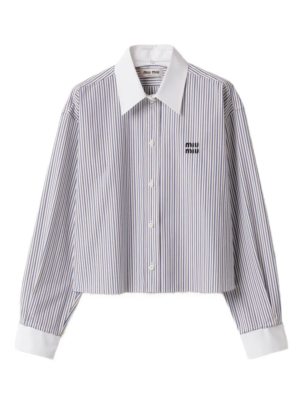 MIU MIU Striped Poplin Shirt with Removable Collar and Cuffs