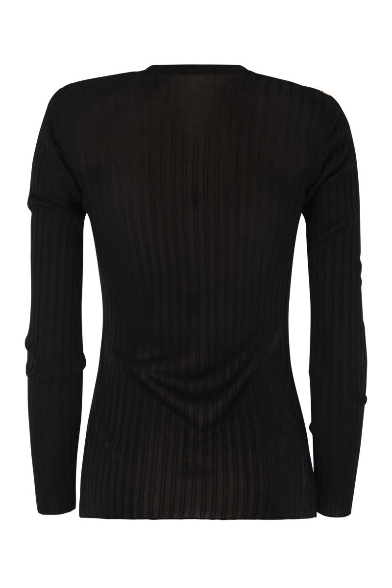 ELISABETTA FRANCHI Structured Shoulder Long Sleeve Top
