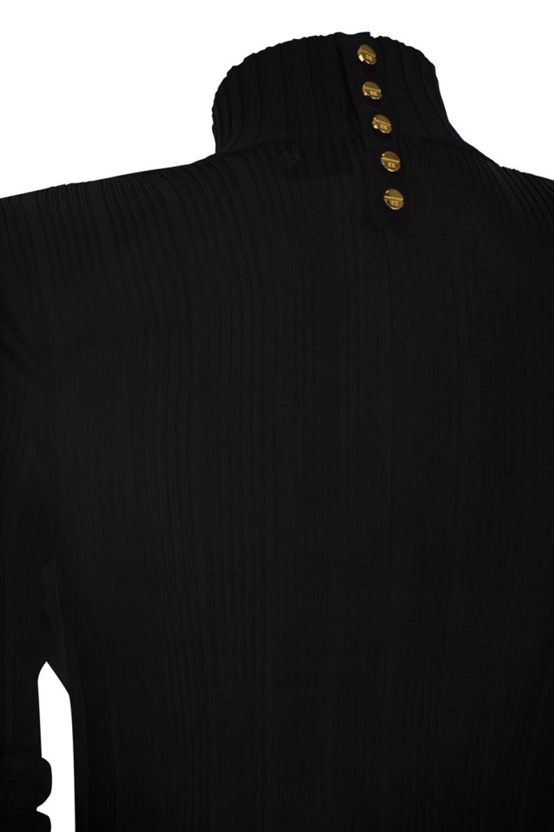 ELISABETTA FRANCHI High Neck Slim-Fit Viscose Knit Shirt with Logo Details