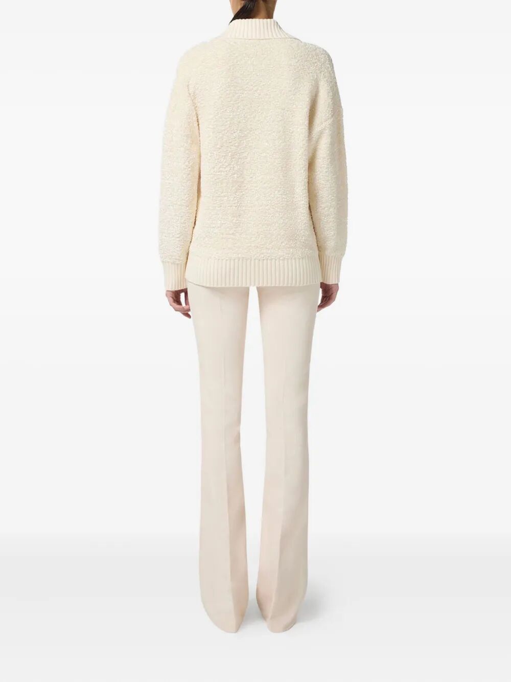 ELISABETTA FRANCHI Bouclé Chenille Cardigan with Jewel Buttons