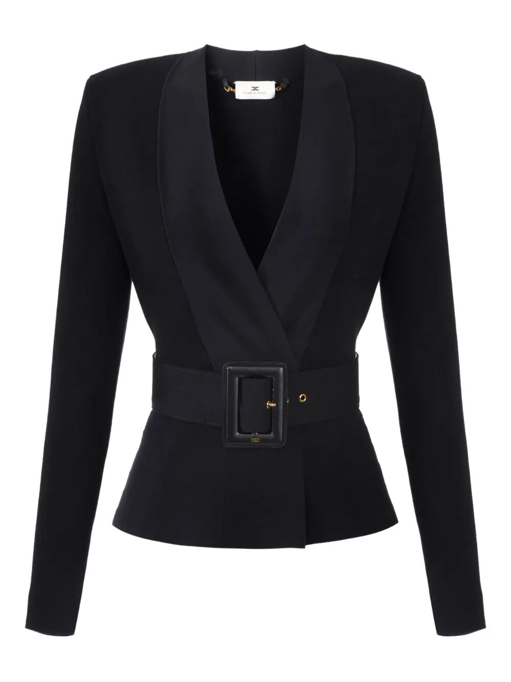 ELISABETTA FRANCHI Structured Knit Blazer with Belt