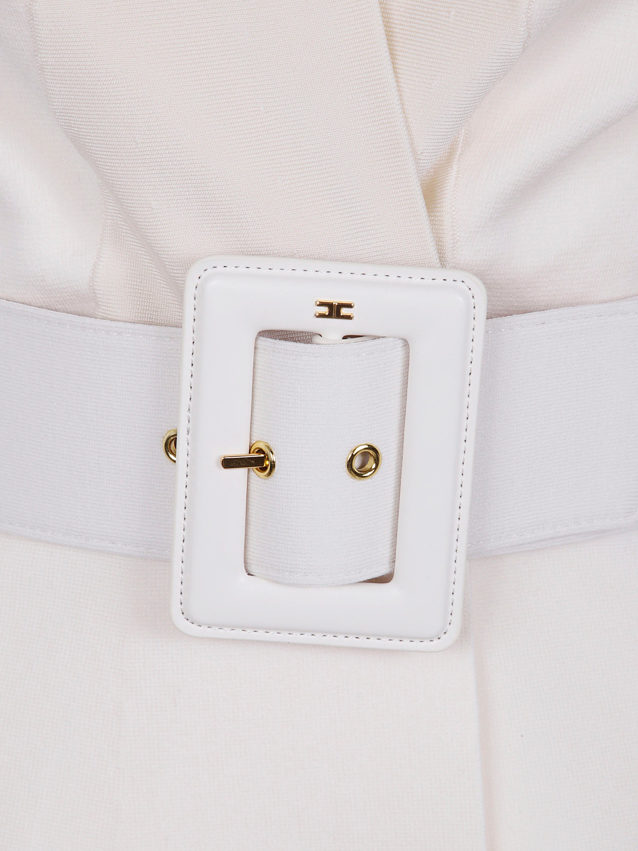 ELISABETTA FRANCHI Belted V Neck Tricot Sweater