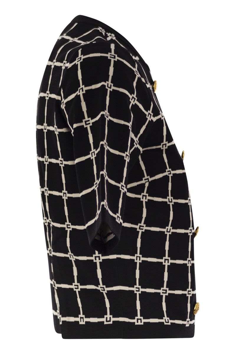 ELISABETTA FRANCHI Double-Breasted Jacquard Cardigan