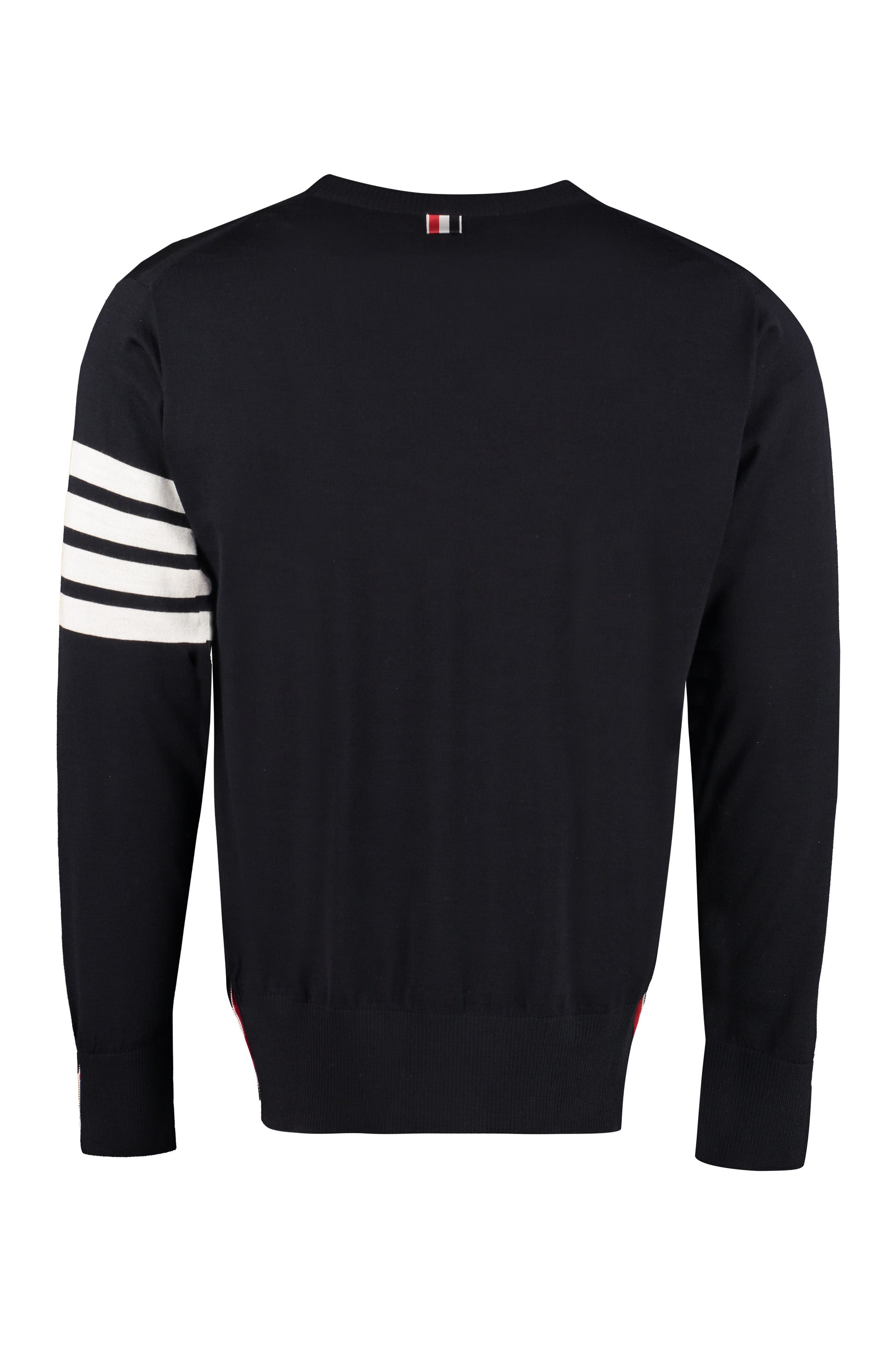 THOM BROWNE Striped Sleeve Wool Pullover - Size 0