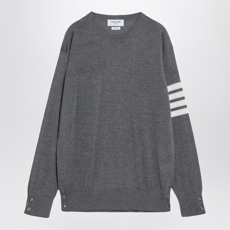 THOM BROWNE Wool Sweater with Crew Neck and 4-Bar Detail